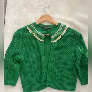 Aris Green Embellished Knit Cardigan